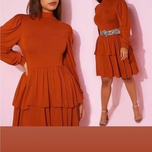 Smocked neck tiered dress